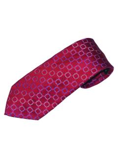 Red Silk Tie with Blue Circles Pattern