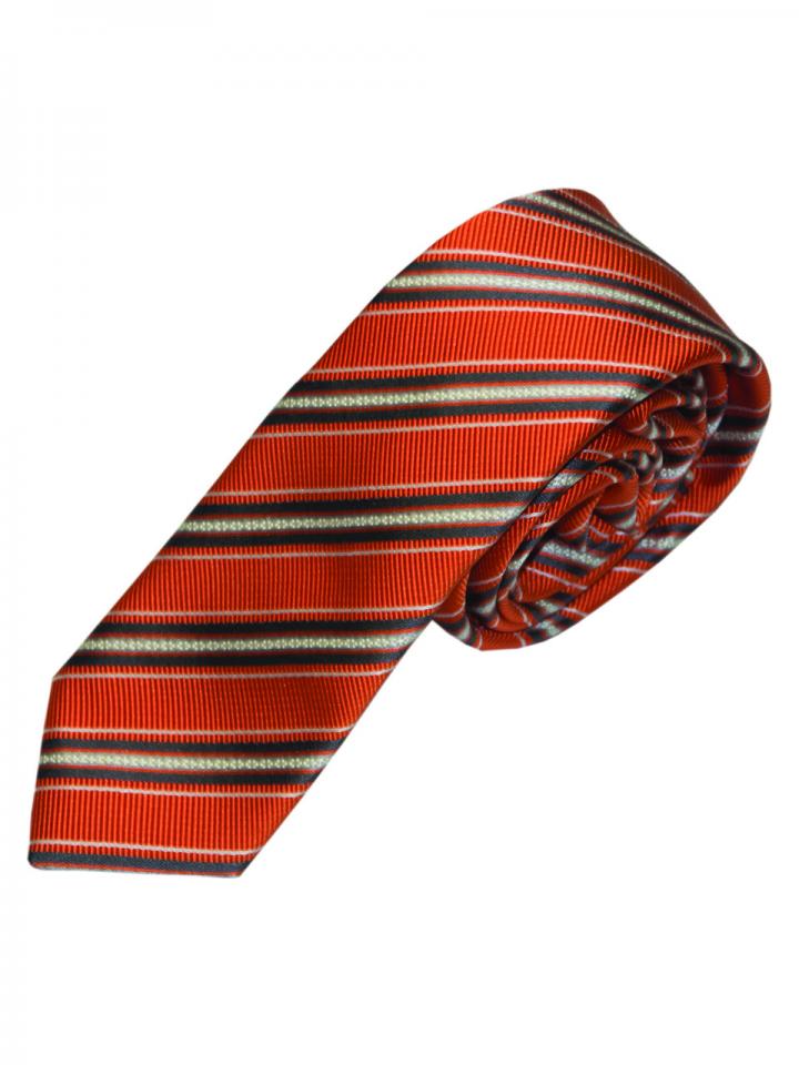 Orange and White brown Striped Tie