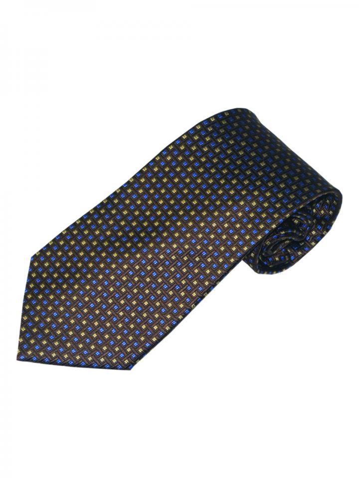 Bronze tie with Yellow Blue detail pattern