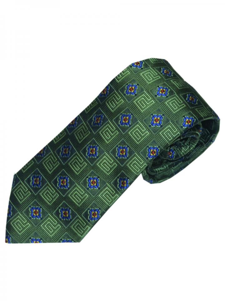 Dark green celtic anglo pattern detail tie