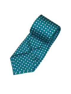 7 Fold Silk Blue Tie with White Dots