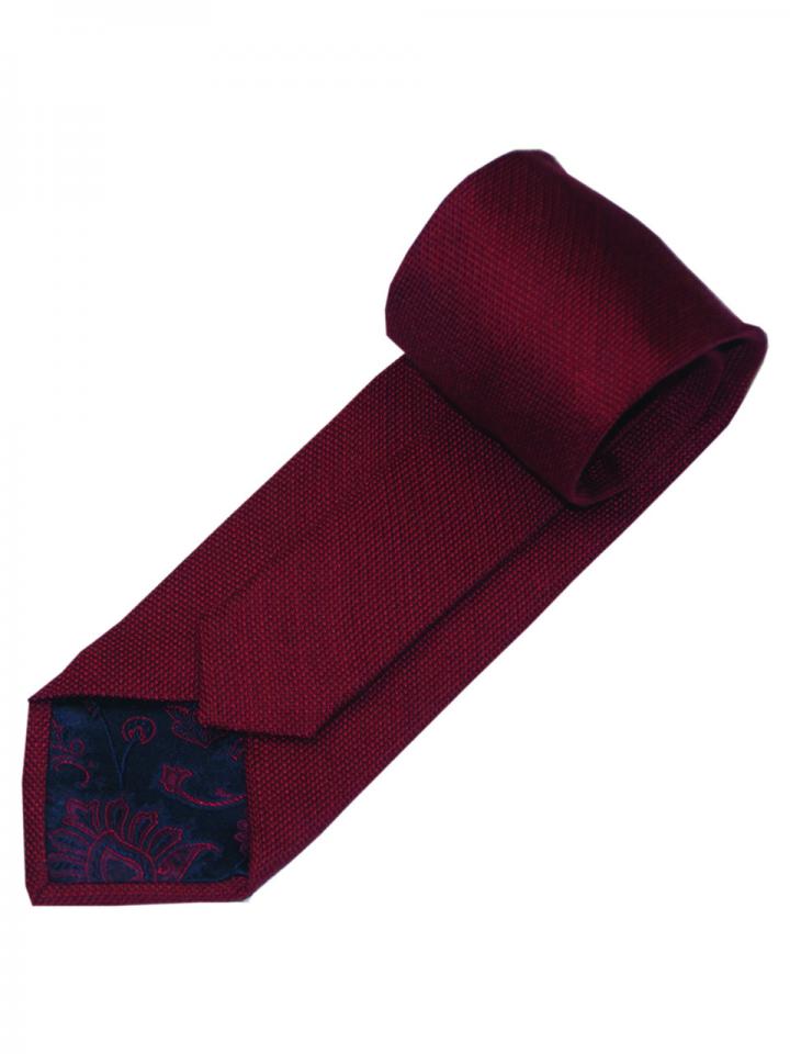 Red tie with contrast pattern lining