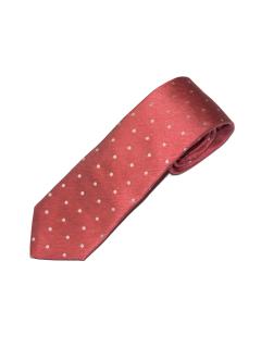 Copper Red Silk Tie with White Dotted Pattern