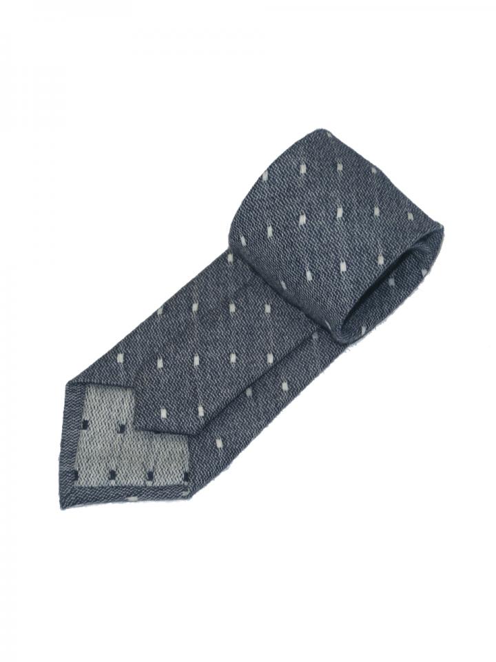 Grey Tie with White Square Pattern