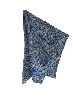 Silver & Blue Paisley Pattern Print