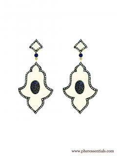 White with Diamonds Drop Earrings