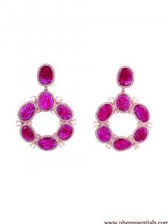 Floral Ruby & Diamond Drop Earrings