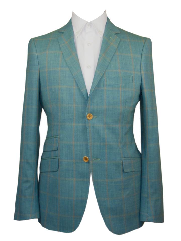 Green Plaid linen lightweight half lined summer blazer