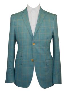 Green Plaid Linen Lightweight Half Lined Summer Blazer