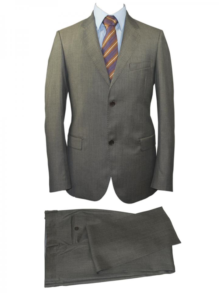 Warm grey slim fit fine textured soft wool