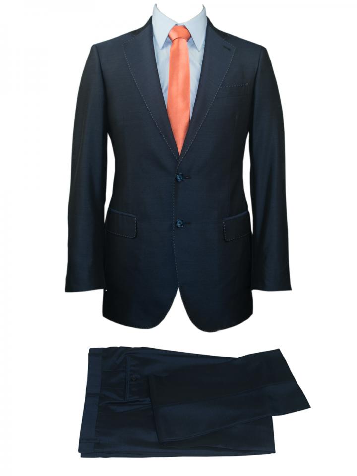 Navy Blue sheen 2 Piece evening suit with contrast detail stitching