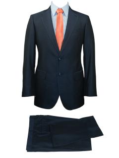 Navy Blue Sheen 2 Piece Evening Suit with Contrast Detail Stitching